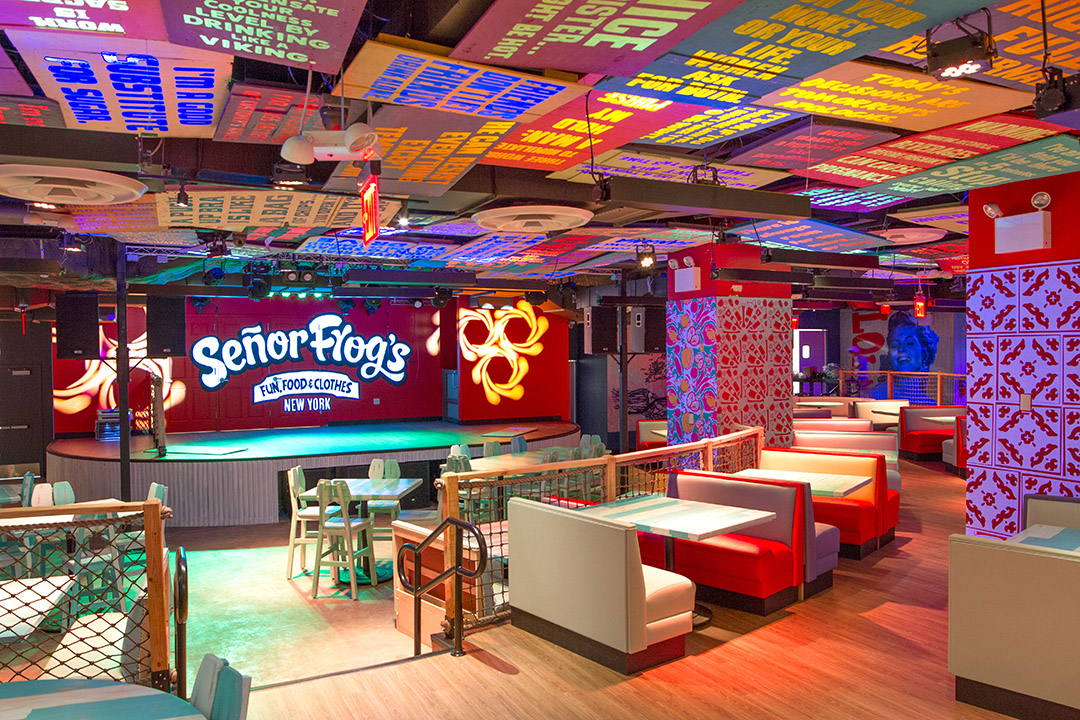 señor frogs, senor frogs, new york, nyc, new york city, times square, operadora anderson, los originales contratistas, interior design, diseño, interiores, decoracion, decoration, grafitti