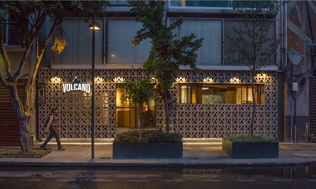 Volcano, Pizza, Los Originales Contratistas, JG The Brand, diseño, restaurant, interior, design, art, wall, pizza, arquitectura, architecture, muro, celosia